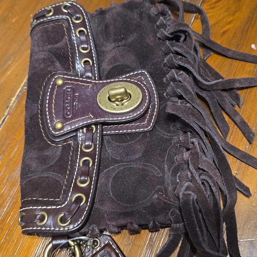 COACH Dark Brown Fringe Wristlet!Beautiful!!! - Picture 6 of 14
